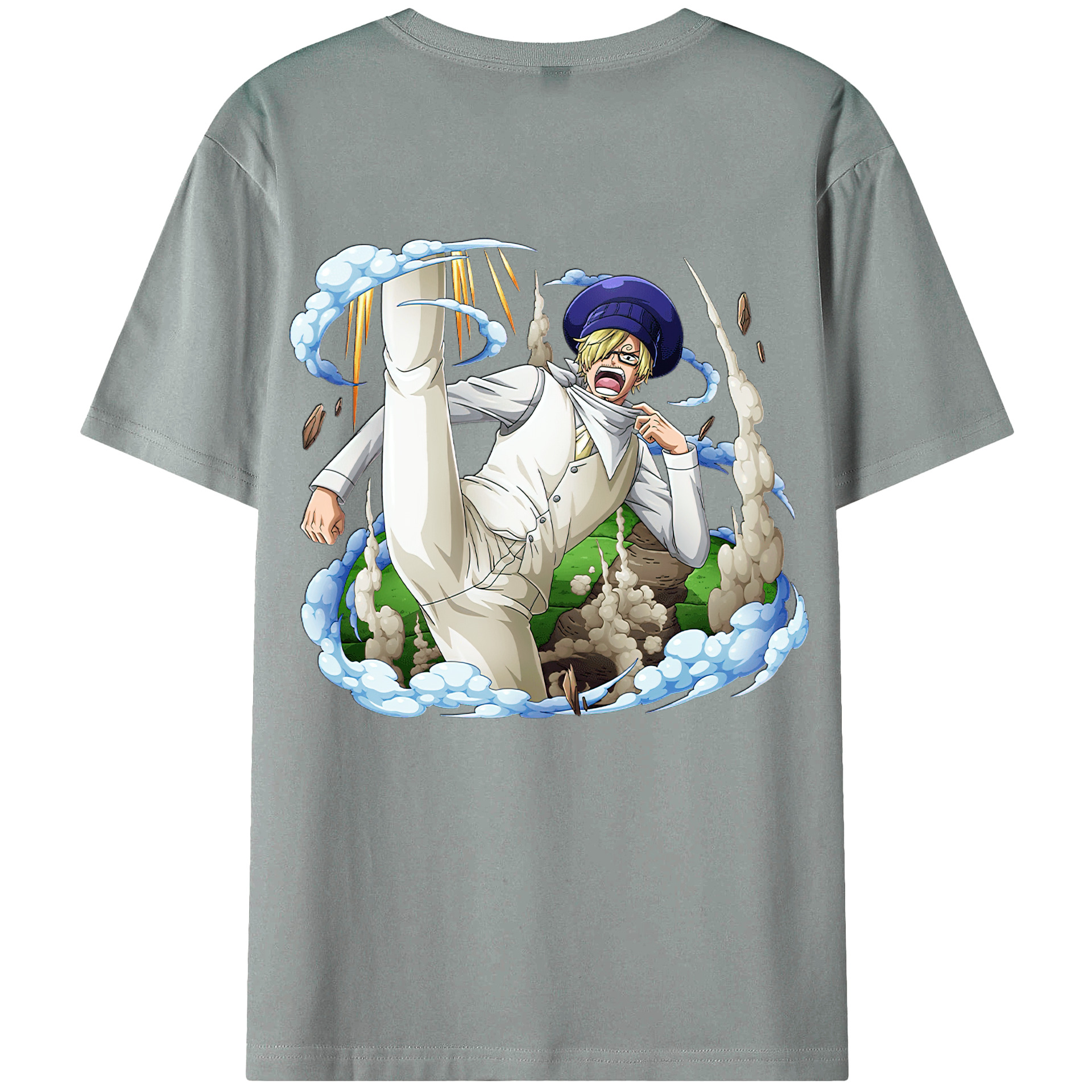（画像用） ワンピース サンジ ONE PIECE Sanji 綿100％ メンズ半袖Tシャツ（バックプリント） 通気性